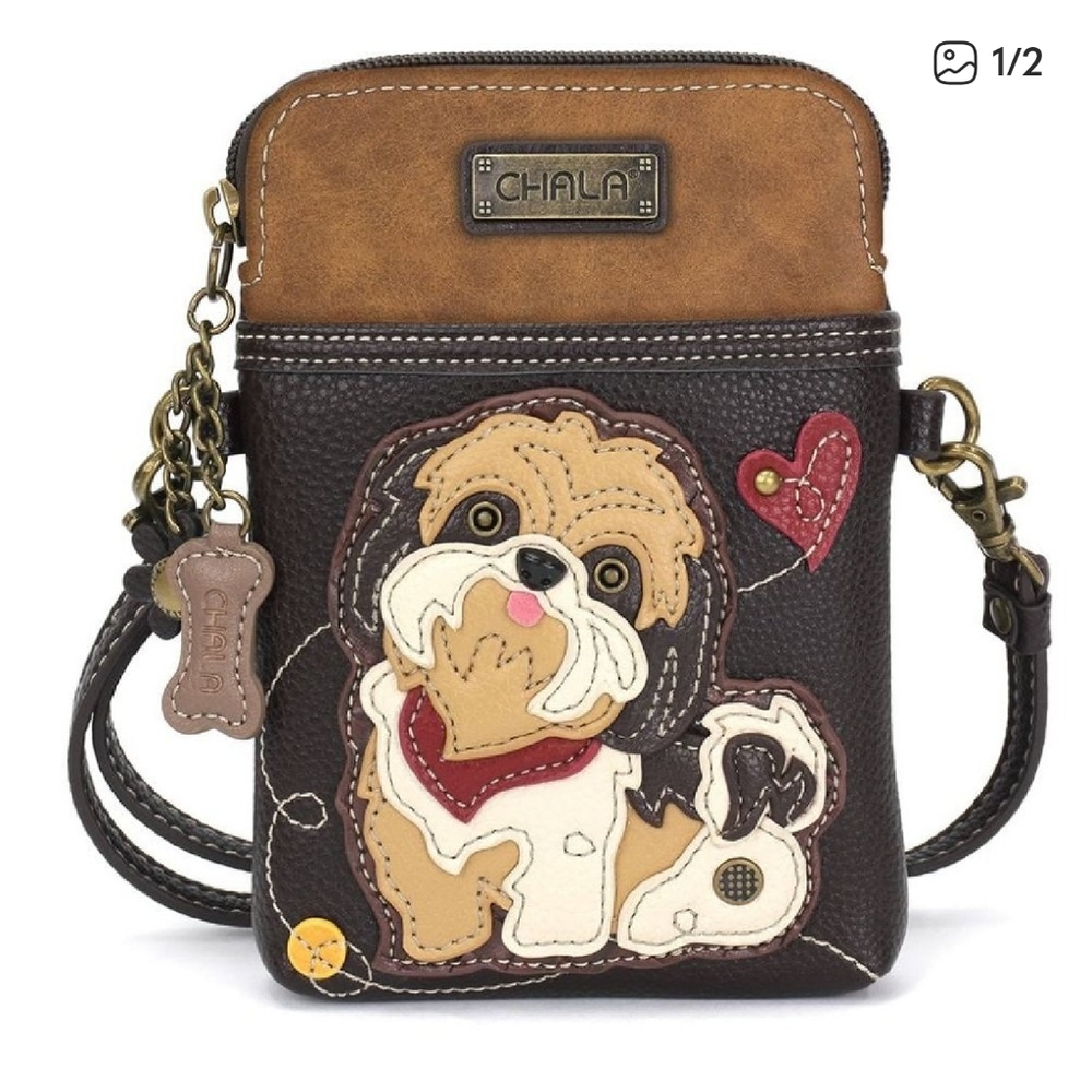 Chala Brown and Tan Dog Crossbody Bag - Picture 4 of 8